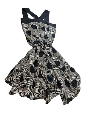 Le Lis Blanc Black & White Swirl Pattern Maxi Dress with Cross Front US Size 4-6